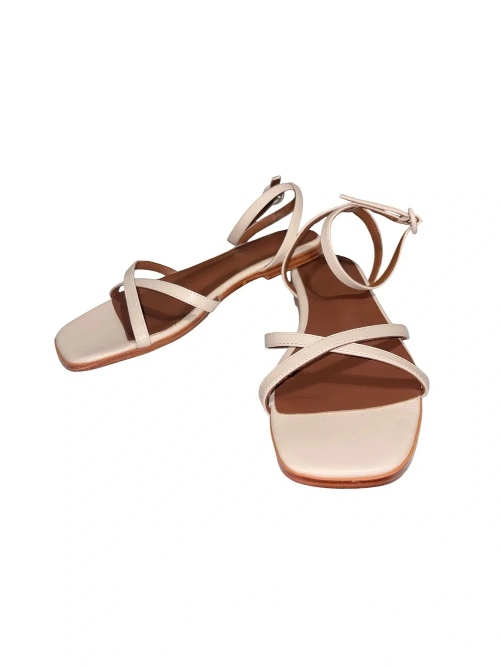 Unbranded Strappy Euro Summer Gladiator Flat Sandals In Ivory/Biege/Cream Size 7 - Picture 2 of 9